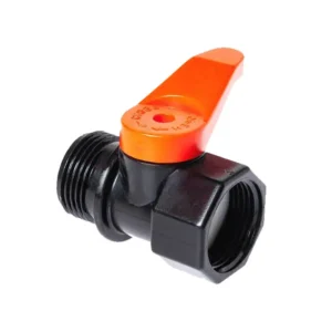 ברז גן כדורי פי וי סי 3/4 פנים חוץ פלסטיק ידית כתומה